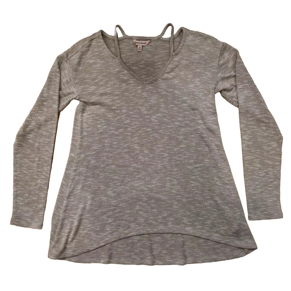 Juicy Couture Size XS Gray V Neck Long Sleeve Tunic Womens Casual Top